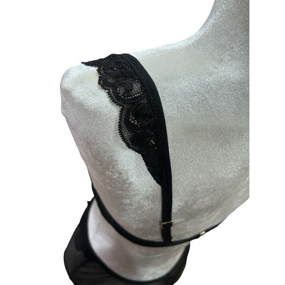 We Are HAH Lingerie Bodysuit Key To UR Heart Sheer Ruffle Black Noir Size Medium - Picture 10 of 11